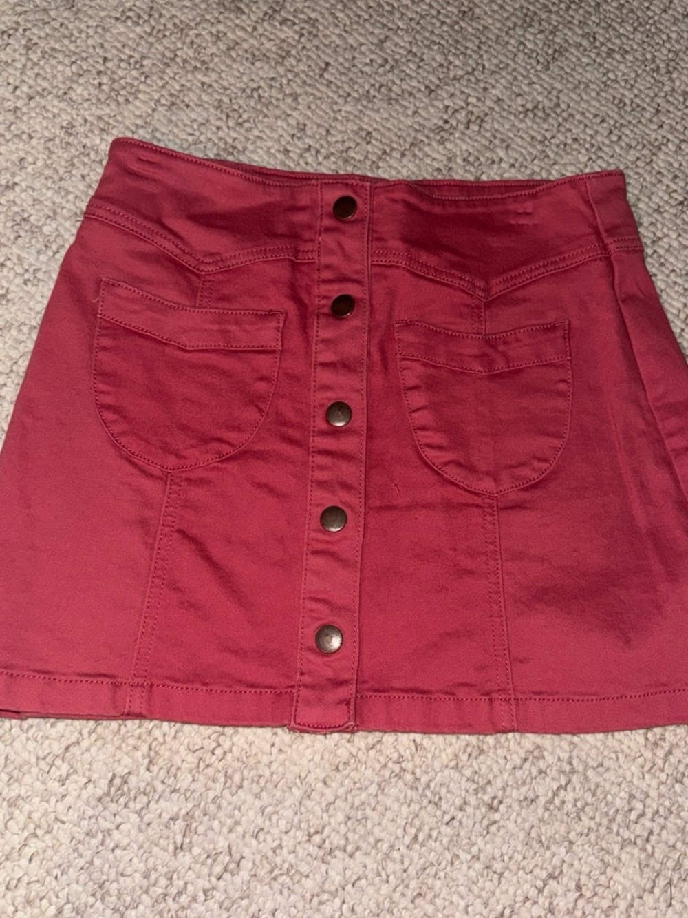 Button-Front Salmon Mini Skirt